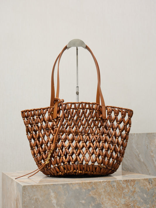 YSL PANIER small in wood beads