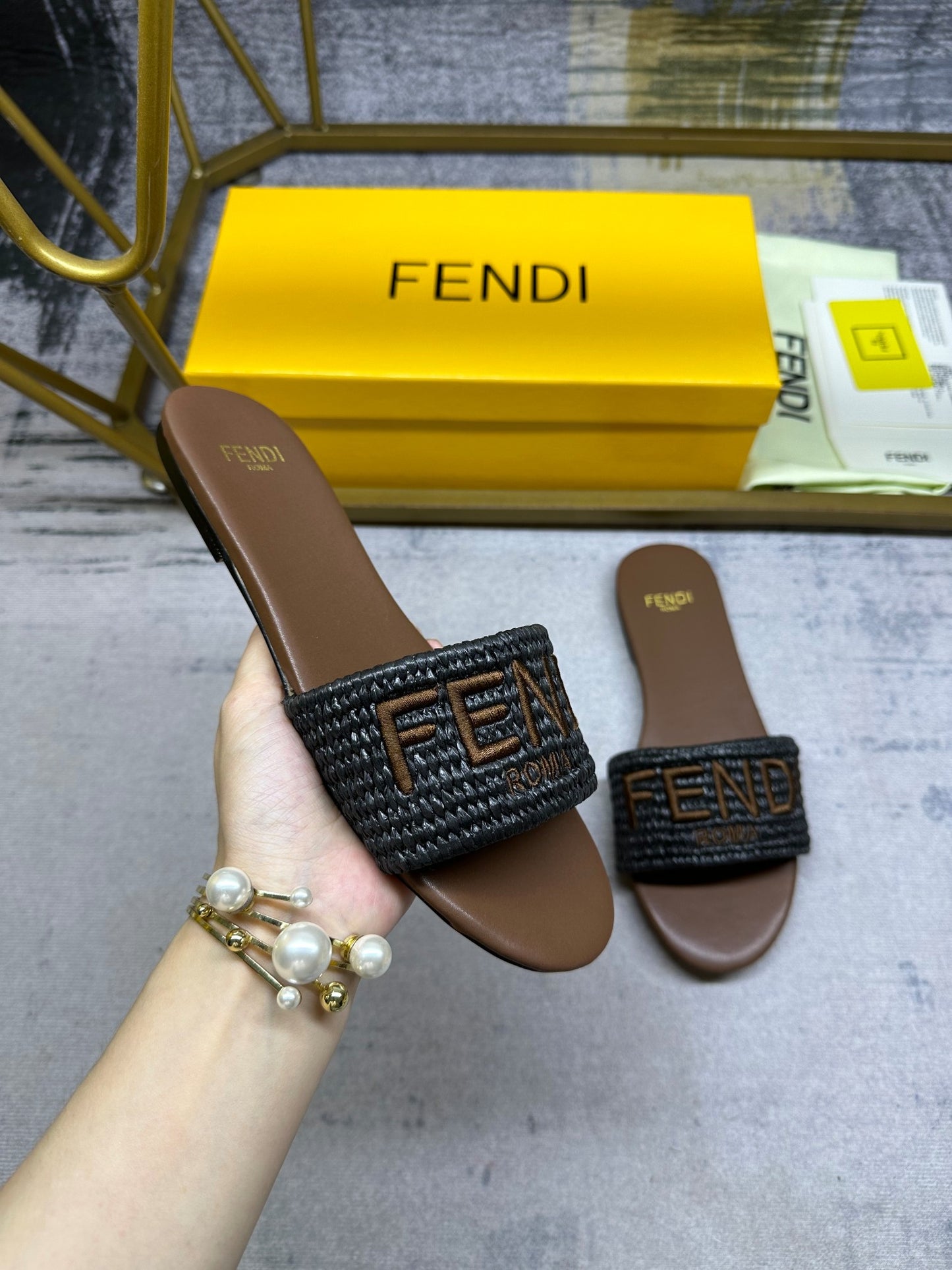 Fendi Straw Slides