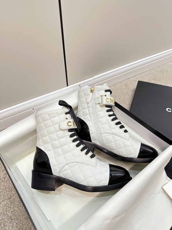 Chanel Lace Up Boots