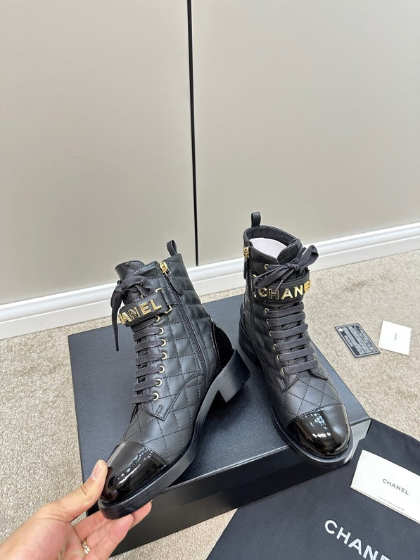 Chanel Lace Up Boots