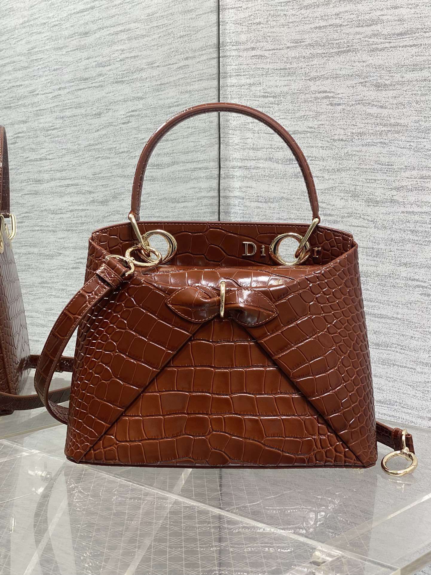 Dior Bow Tote bag Crocodile leather