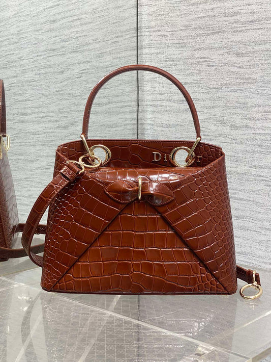 Dior Bow Tote bag Crocodile leather
