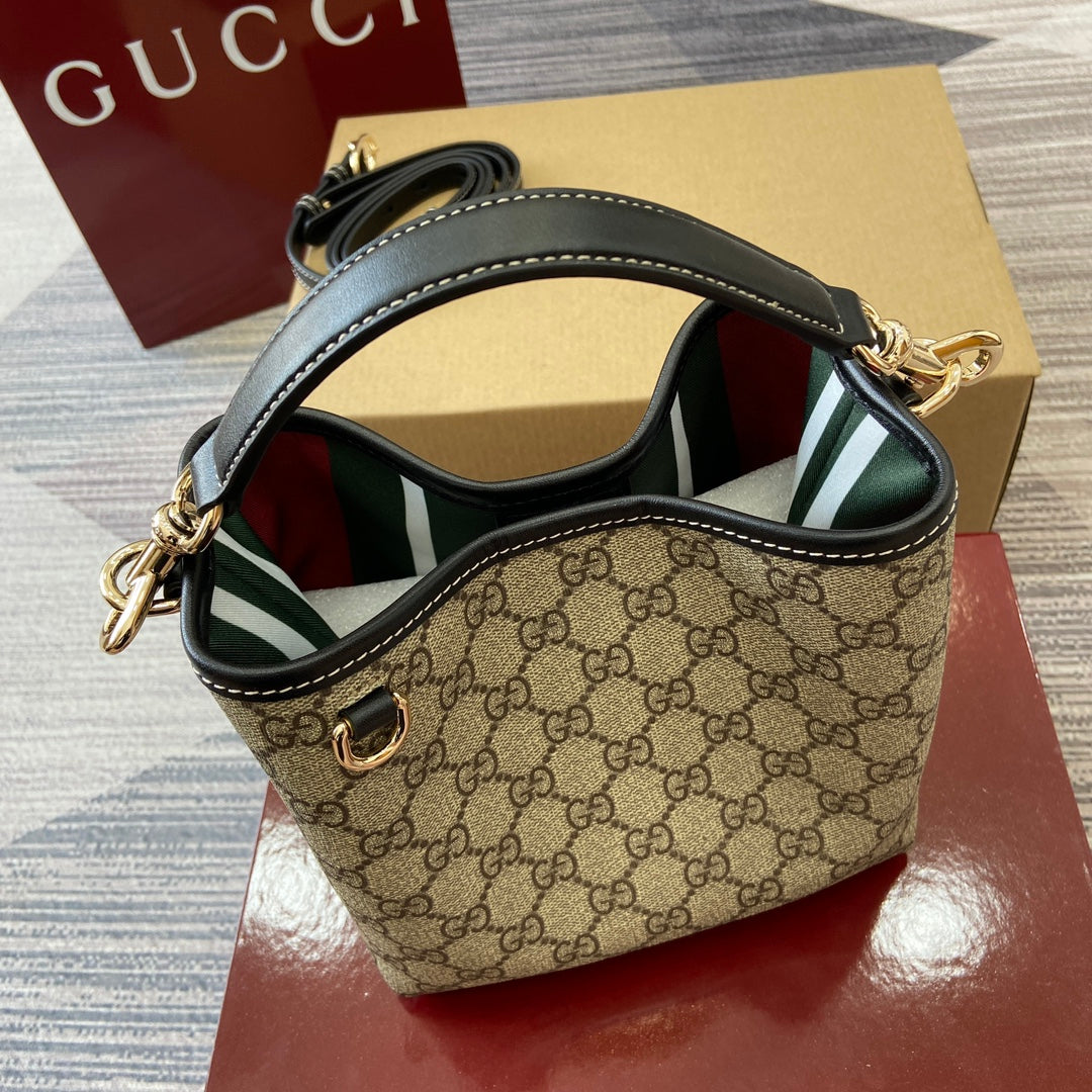 Gucci GG Emblem mini bucket bag