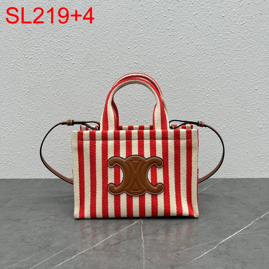 Celine SMALL CABAS THAIS IN STRIPED TEXTILE