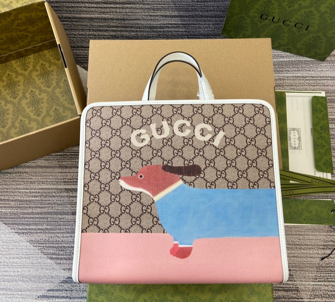 Gucci CHILDREN'S DOG PRINT TOTE BAG