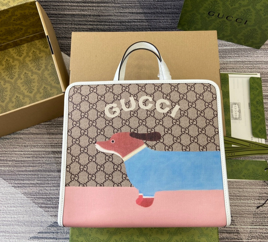 Gucci CHILDREN'S DOG PRINT TOTE BAG