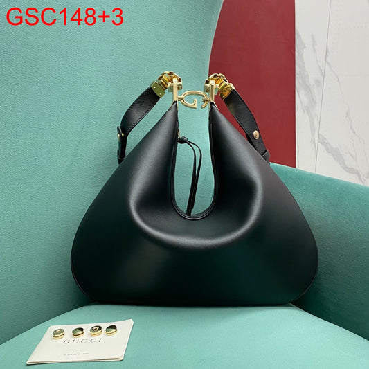 Gucci Attache Leather Large Shoulder Bag