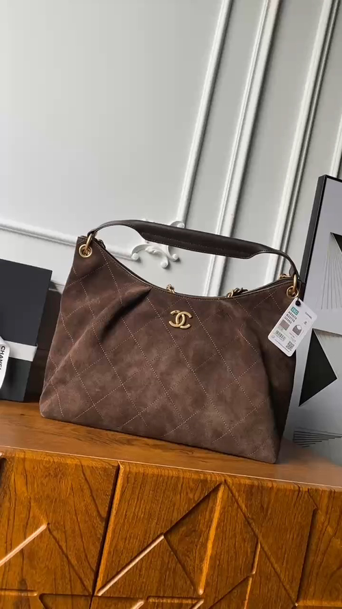 Chanel Medium Suede Hobo Clutch bag