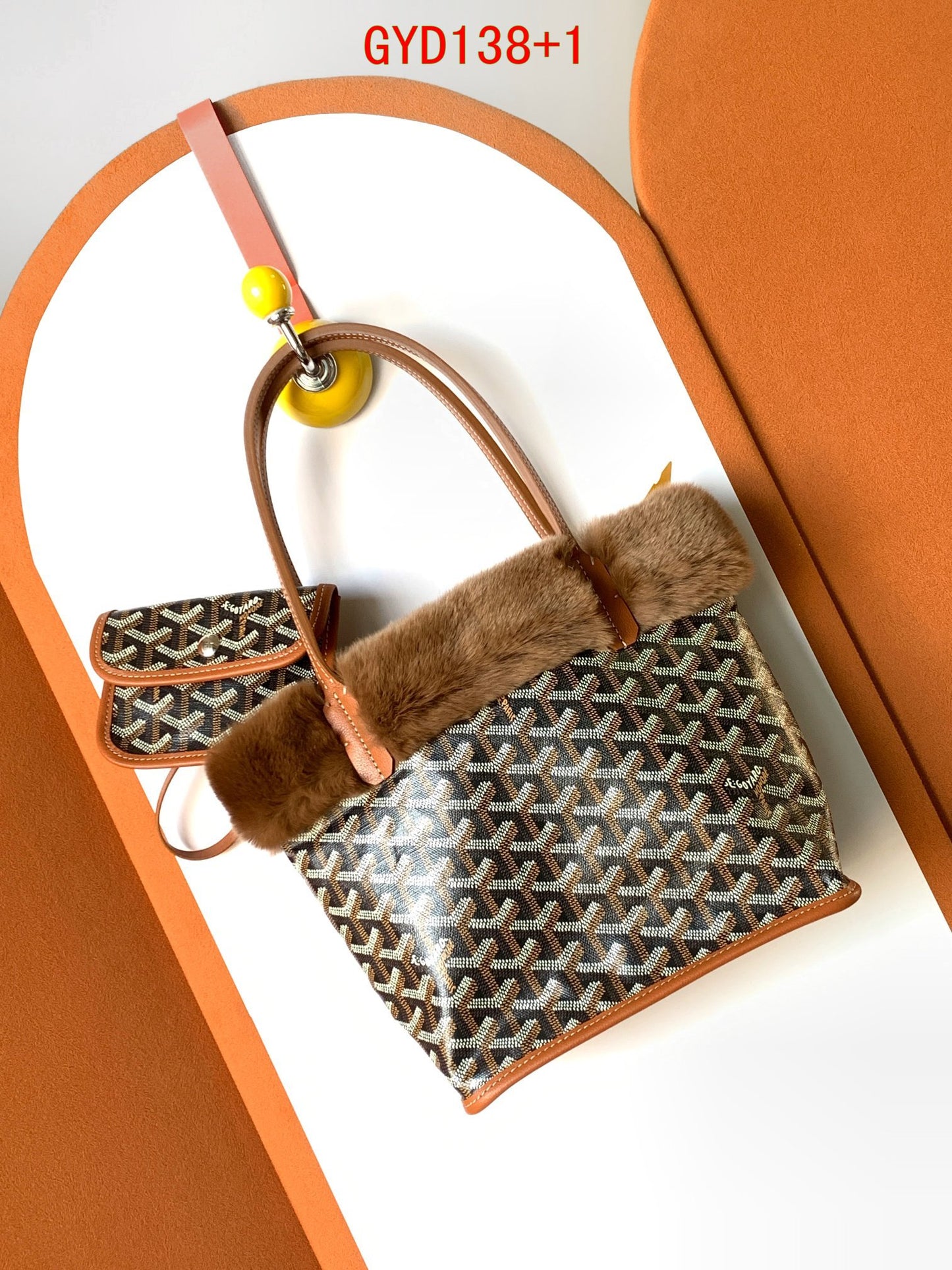 Goyard Tote Bag with fur