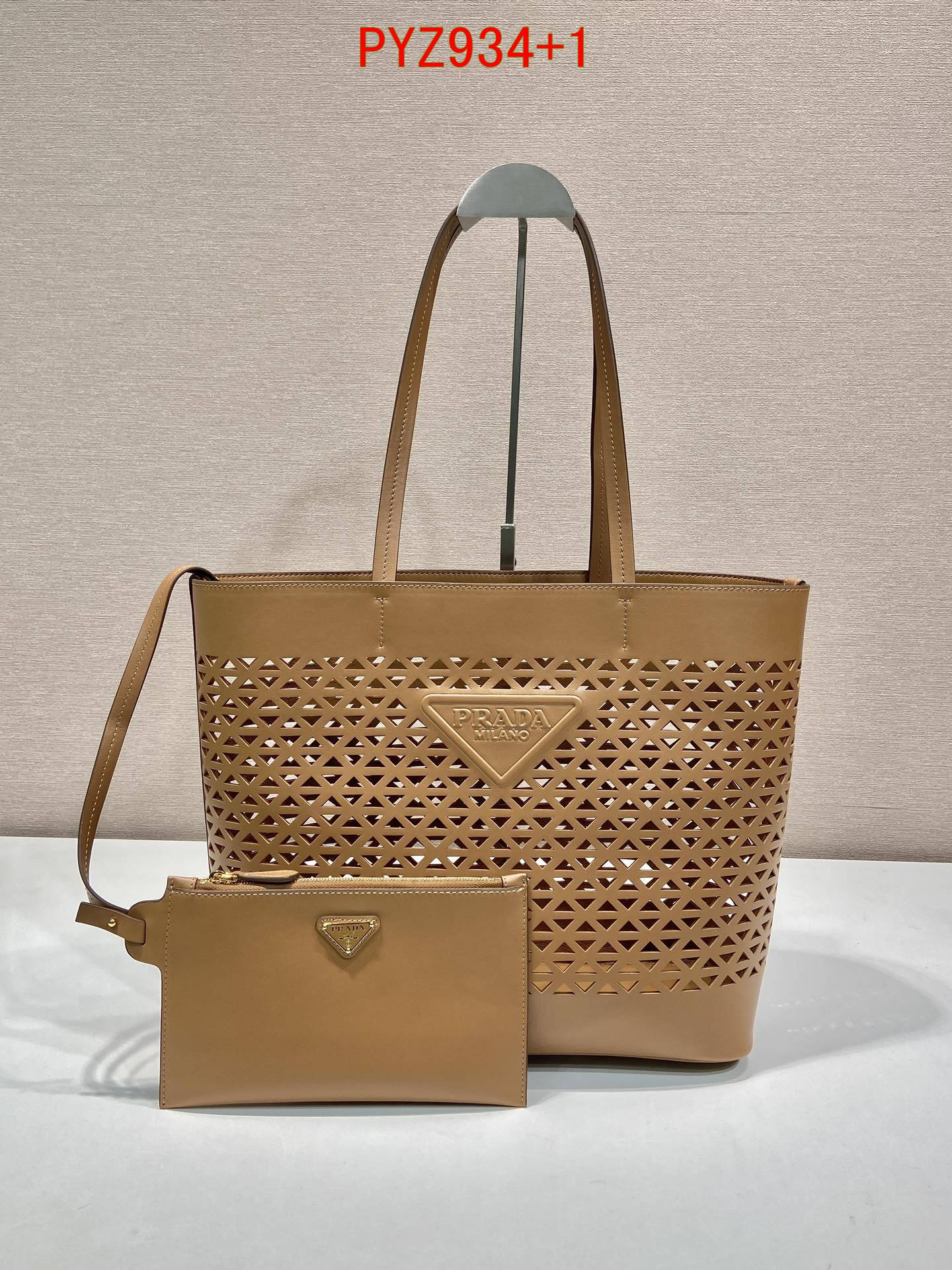 Prada Large perforated leather tote bag