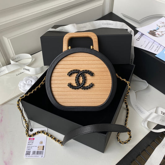 Chanel Vanity Case Round Wood