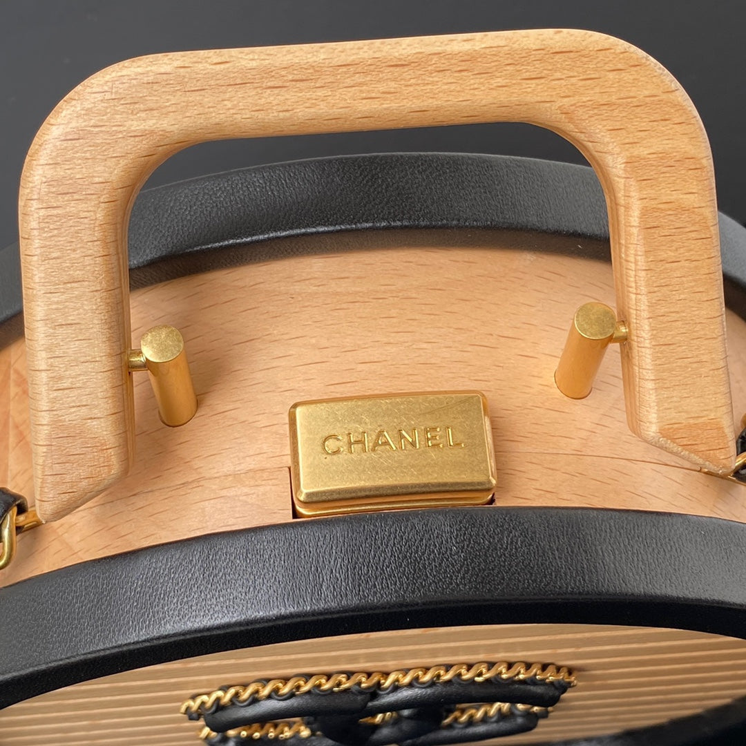 Chanel Vanity Case Round Wood