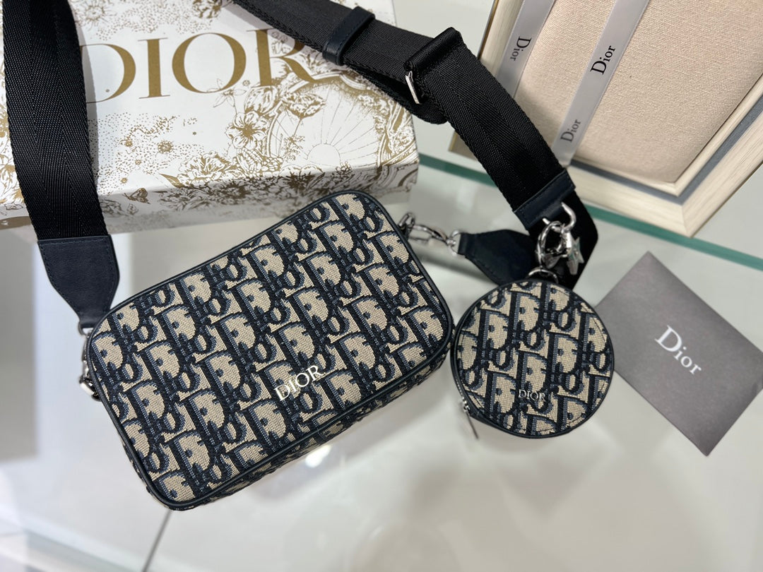 Dior Oblique Pouch Navy Blue