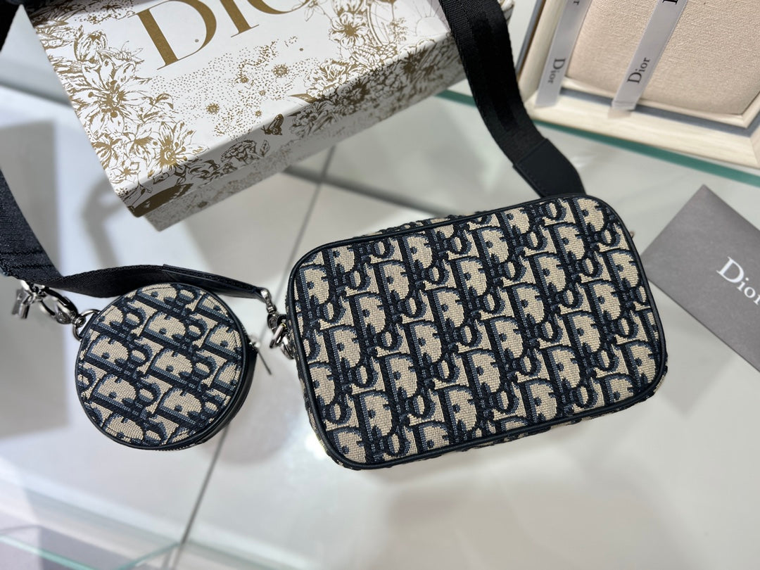 Dior Oblique Pouch Navy Blue