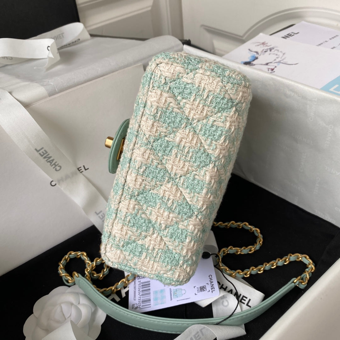Chanel Mini Flap bag with top handle tweed