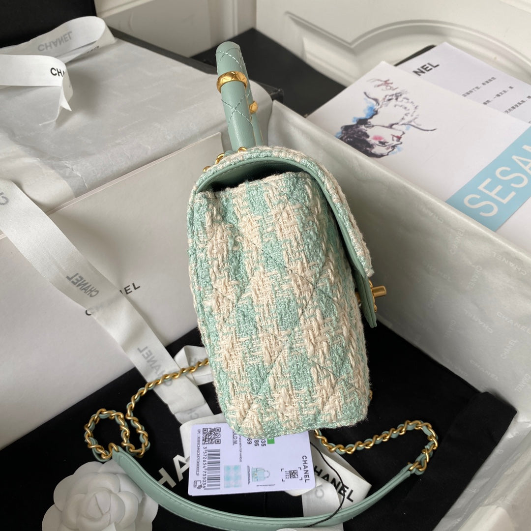Chanel Mini Flap bag with top handle tweed