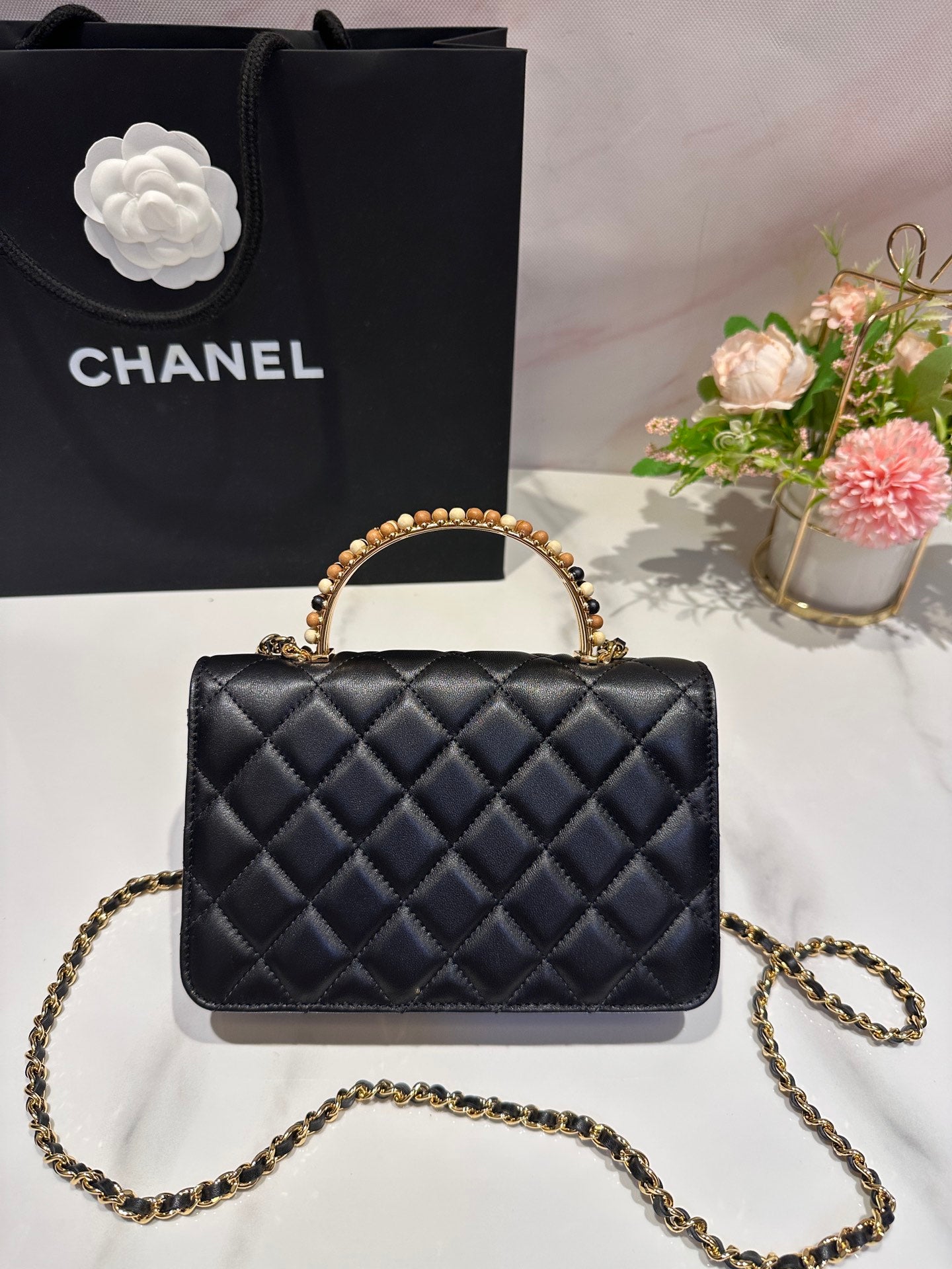 Chanel WOC Top Handle with pearls