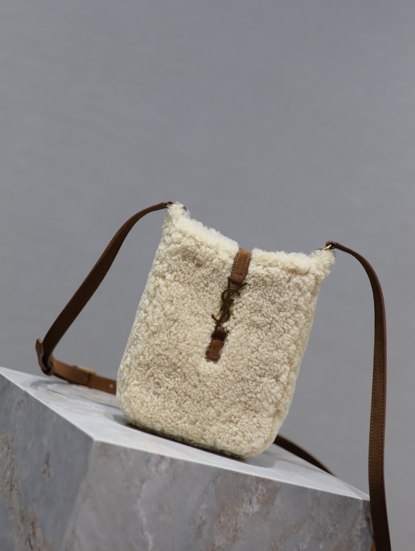 YSL Le 5 A 7 Shearling bag