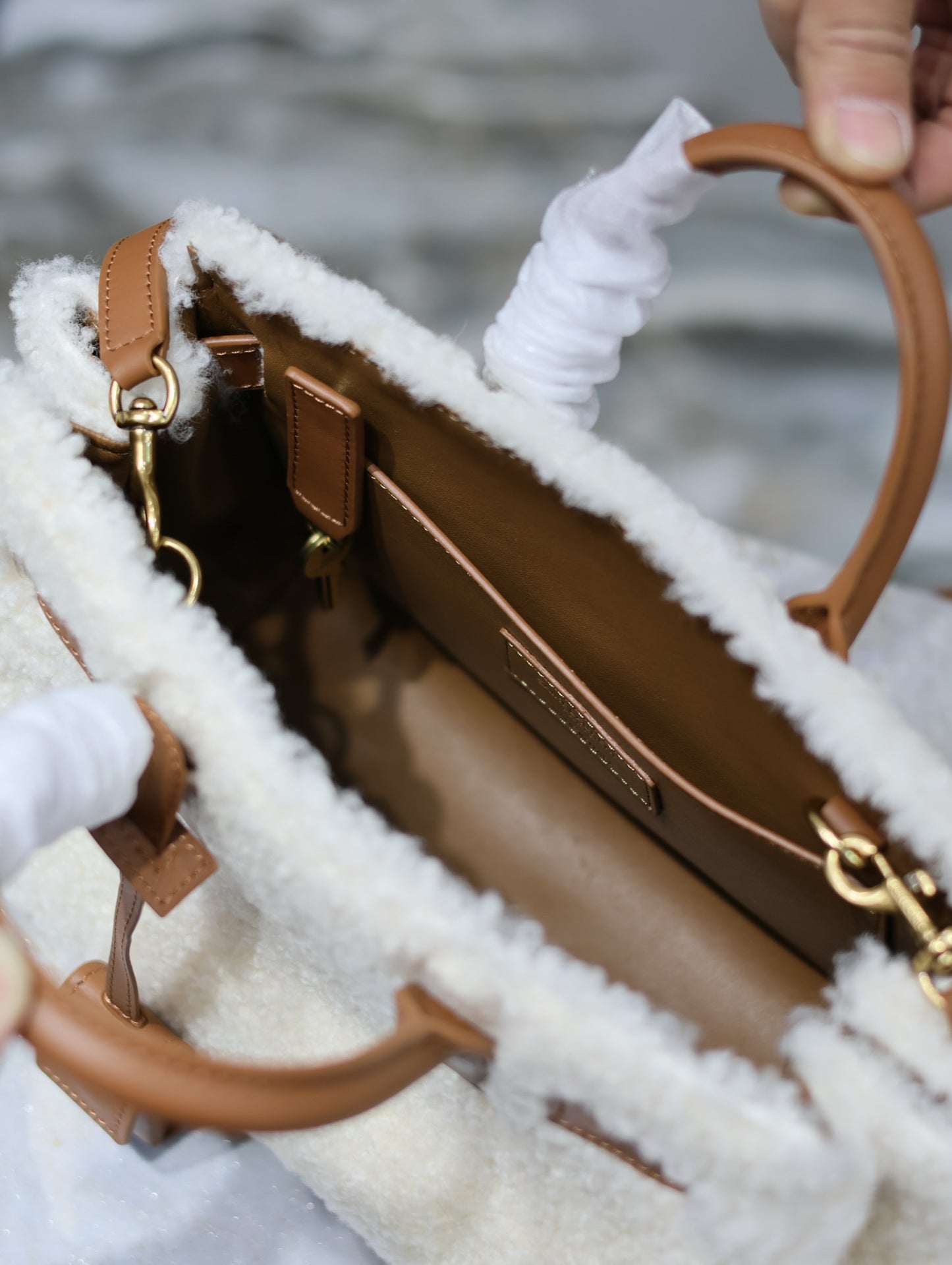 YSL Sac De Jour Shearling bag