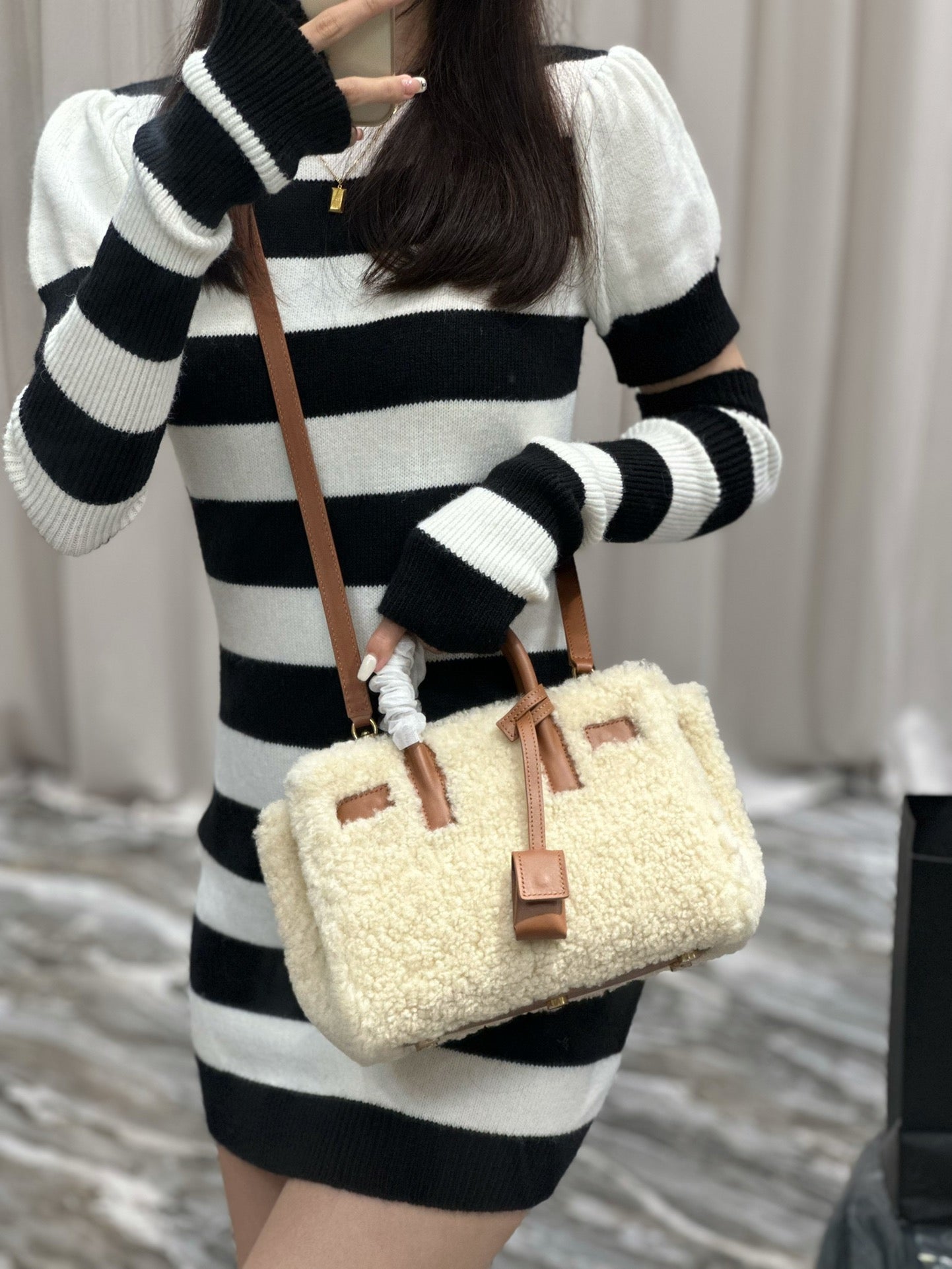 YSL Sac De Jour Shearling bag