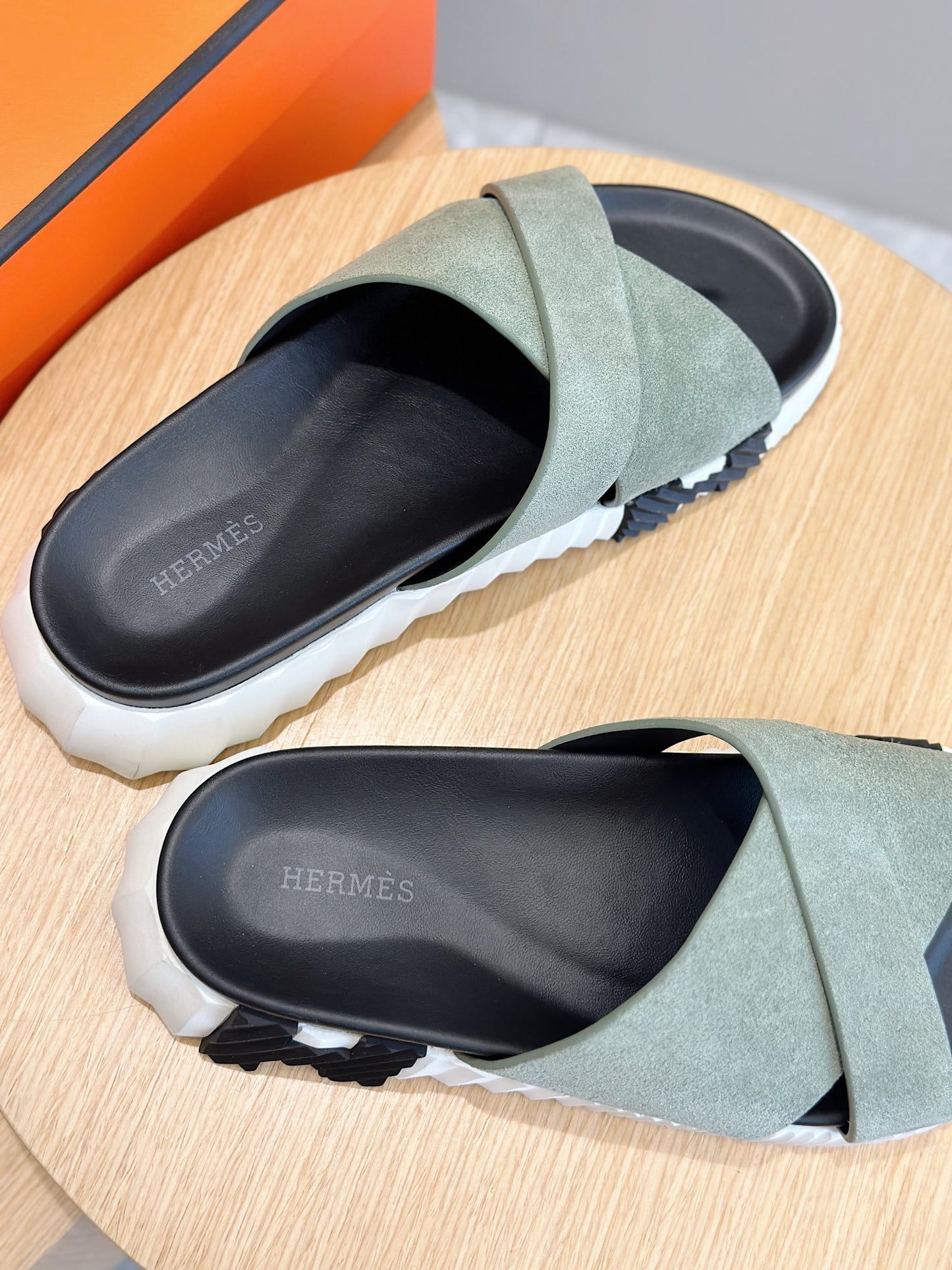 Hermes Men Suede Slides
