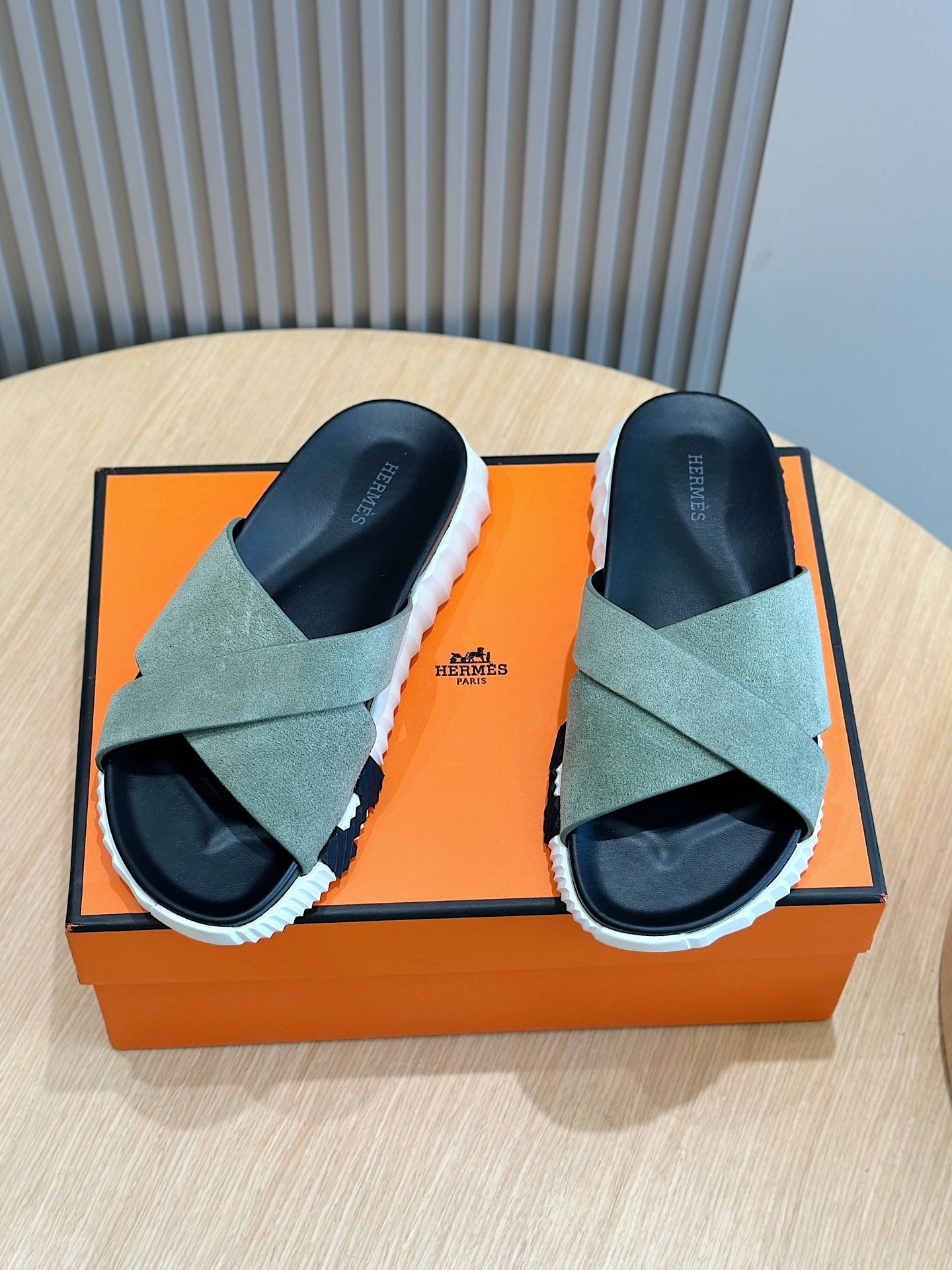 Hermes Men Suede Slides
