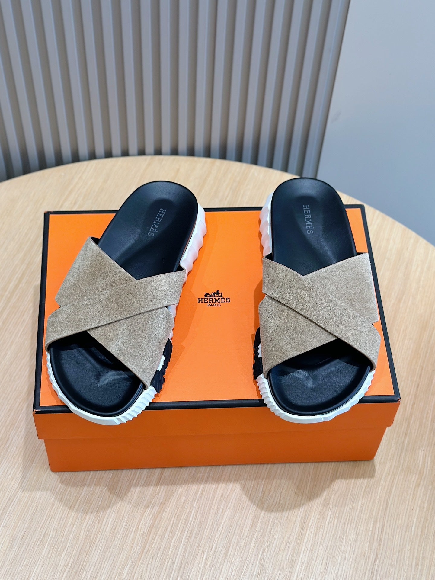 Hermes Men Suede Slides