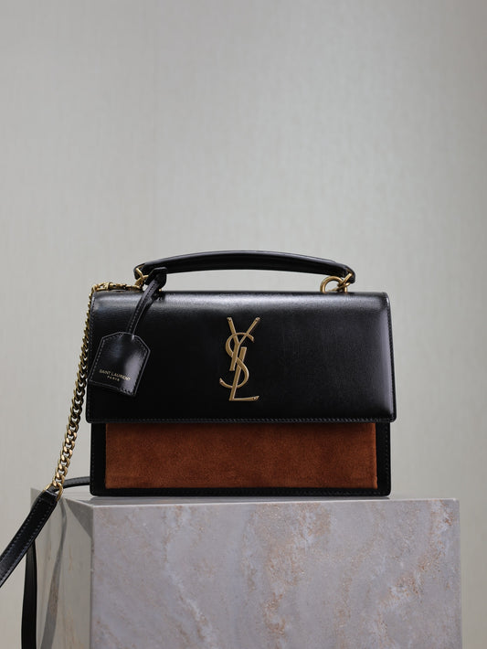 YSL Sunset 25 cm Suede leather bag