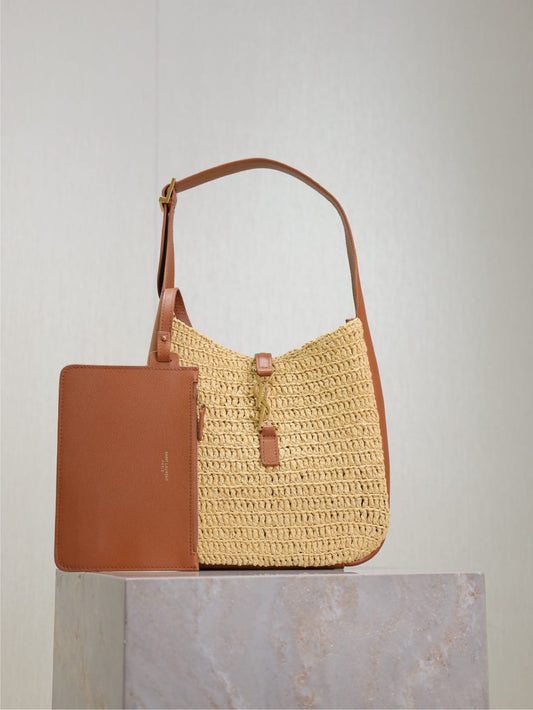 YSL Le 5 A 7 Straw bag
