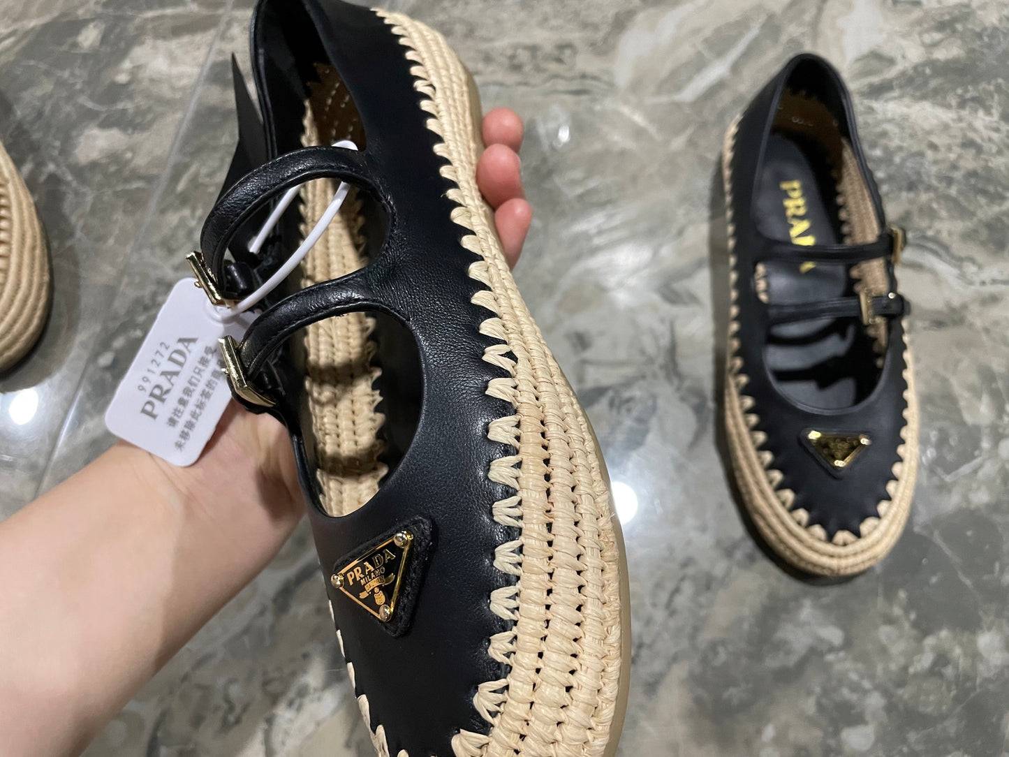 Prada leather ballerina shoes