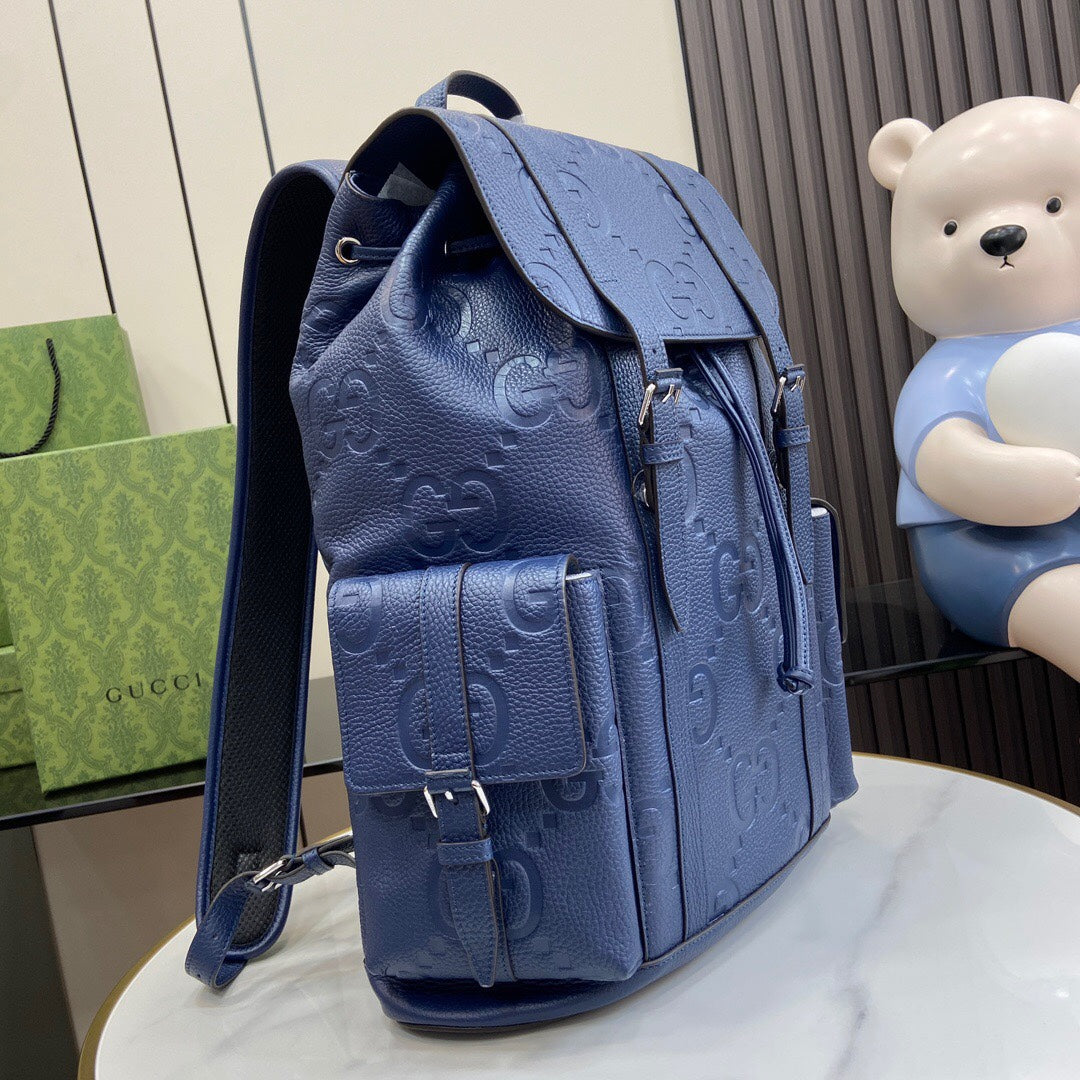Gucci Backpack Men's Blue Logo Leather Backpack