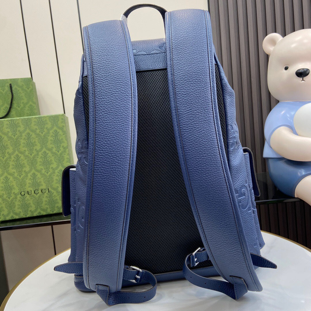 Gucci Backpack Men's Blue Logo Leather Backpack