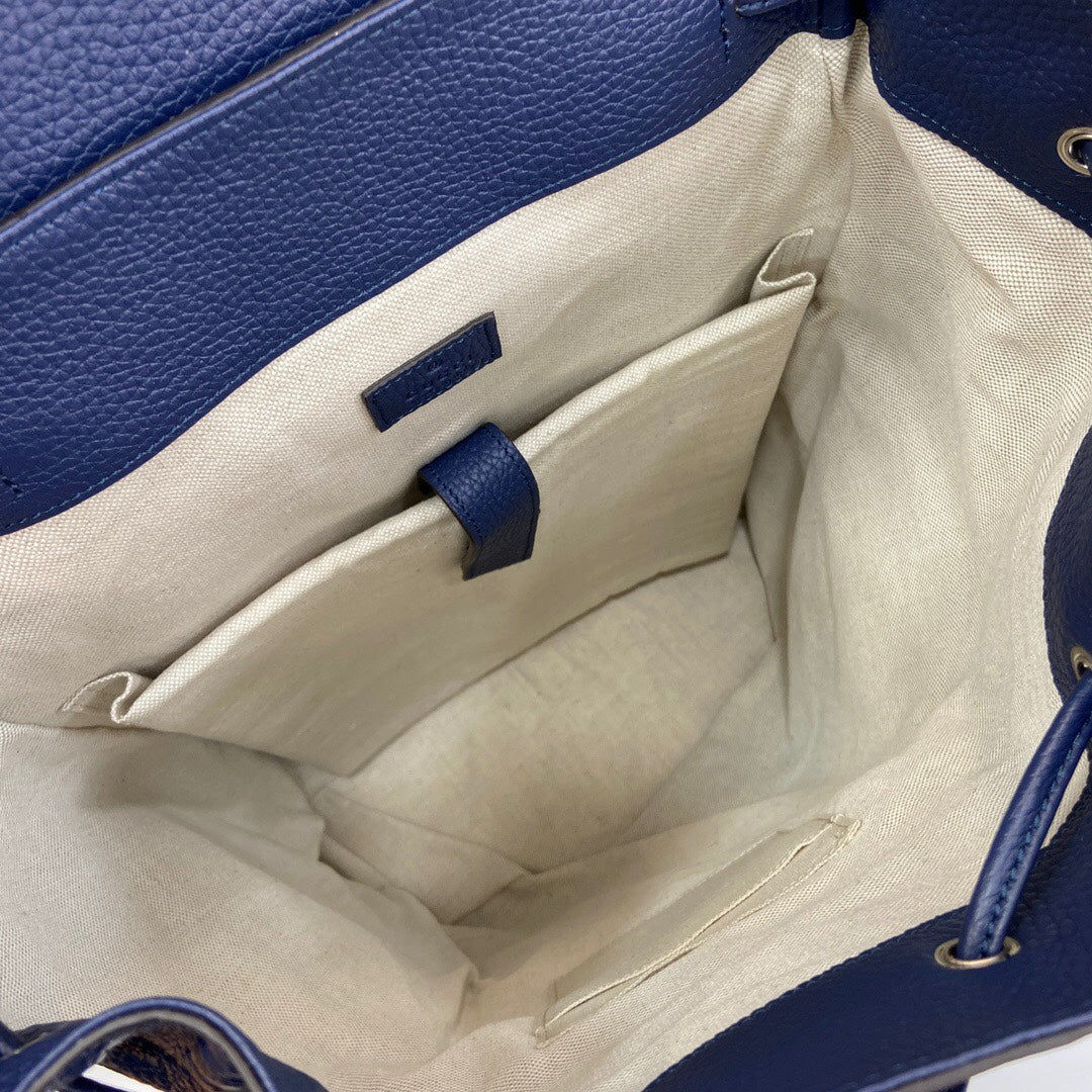 Gucci Backpack Men's Blue Logo Leather Backpack