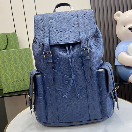 Gucci Backpack Men's Blue Logo Leather Backpack