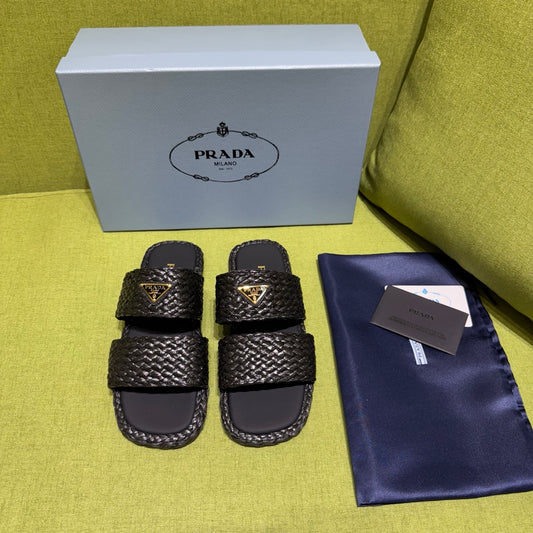 Prada Straw Slides