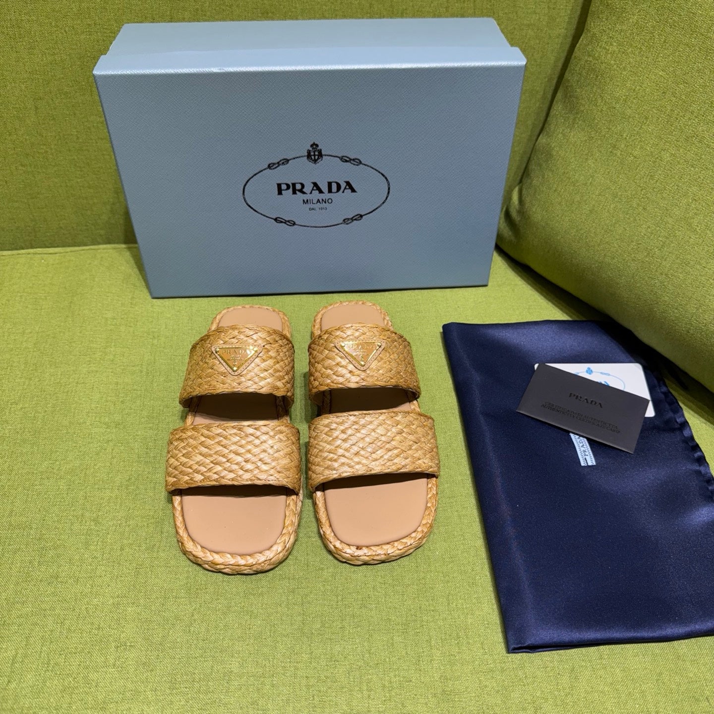 Prada Straw Slides