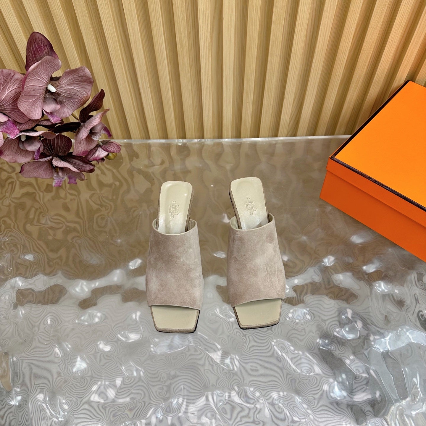 Hermes Suede Heels Sandals