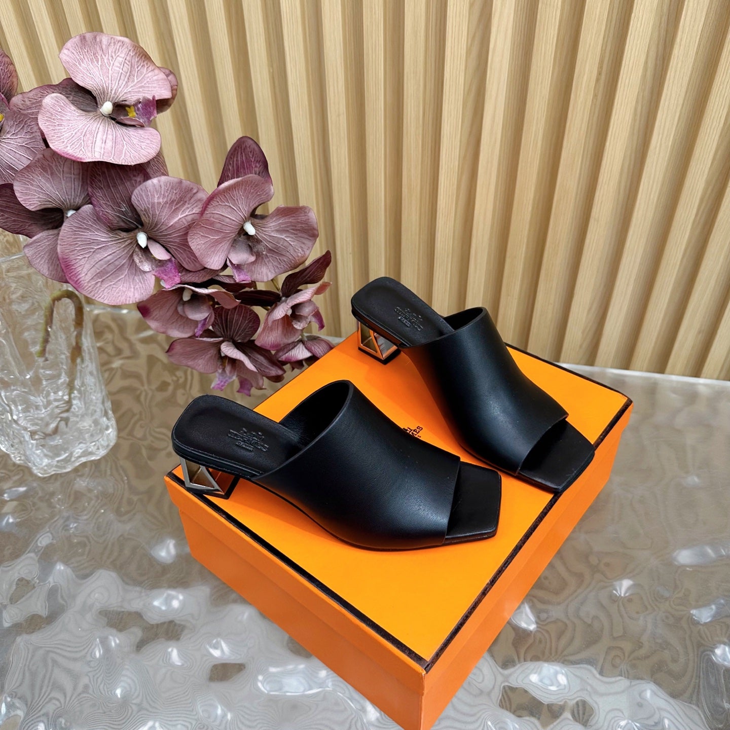 Hermes Leather Heels Sandals
