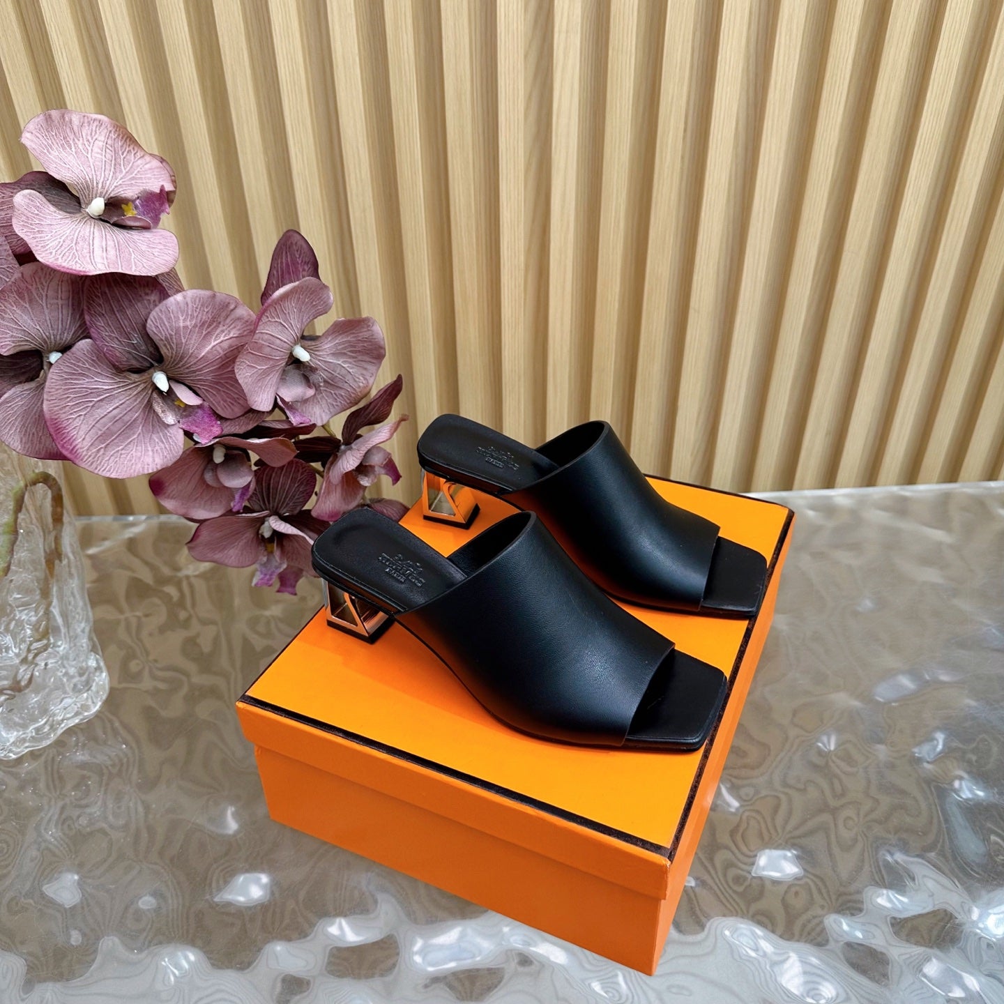Hermes Leather Heels Sandals