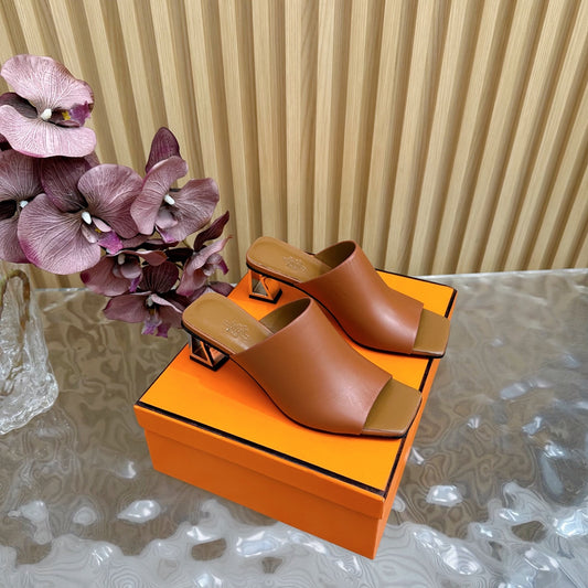 Hermes Leather Heels Sandals