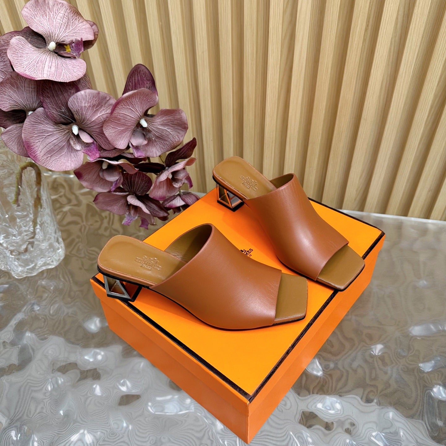Hermes Leather Heels Sandals