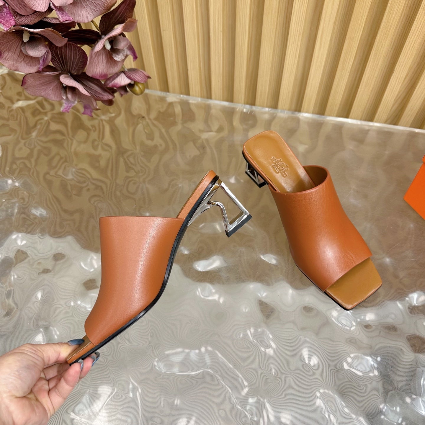 Hermes Leather Heels Sandals
