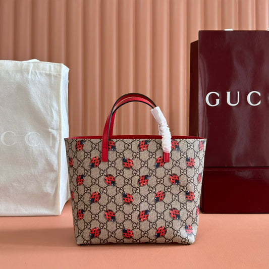 Gucci Supreme Monogram Childrens Ladybug Tote Red