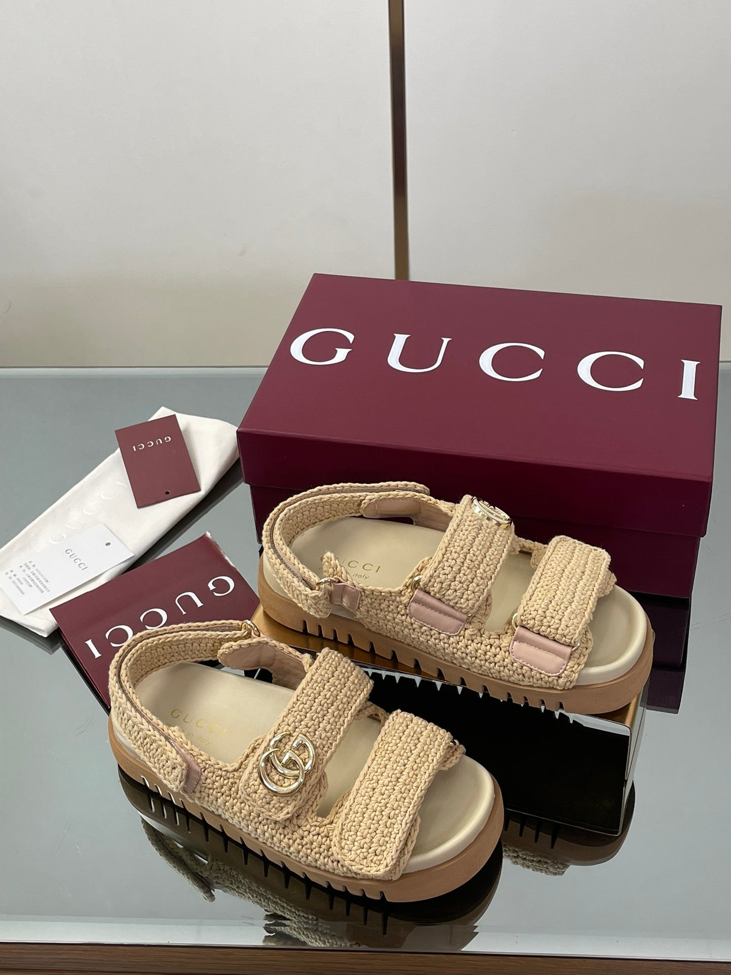 Gucci straw sandals