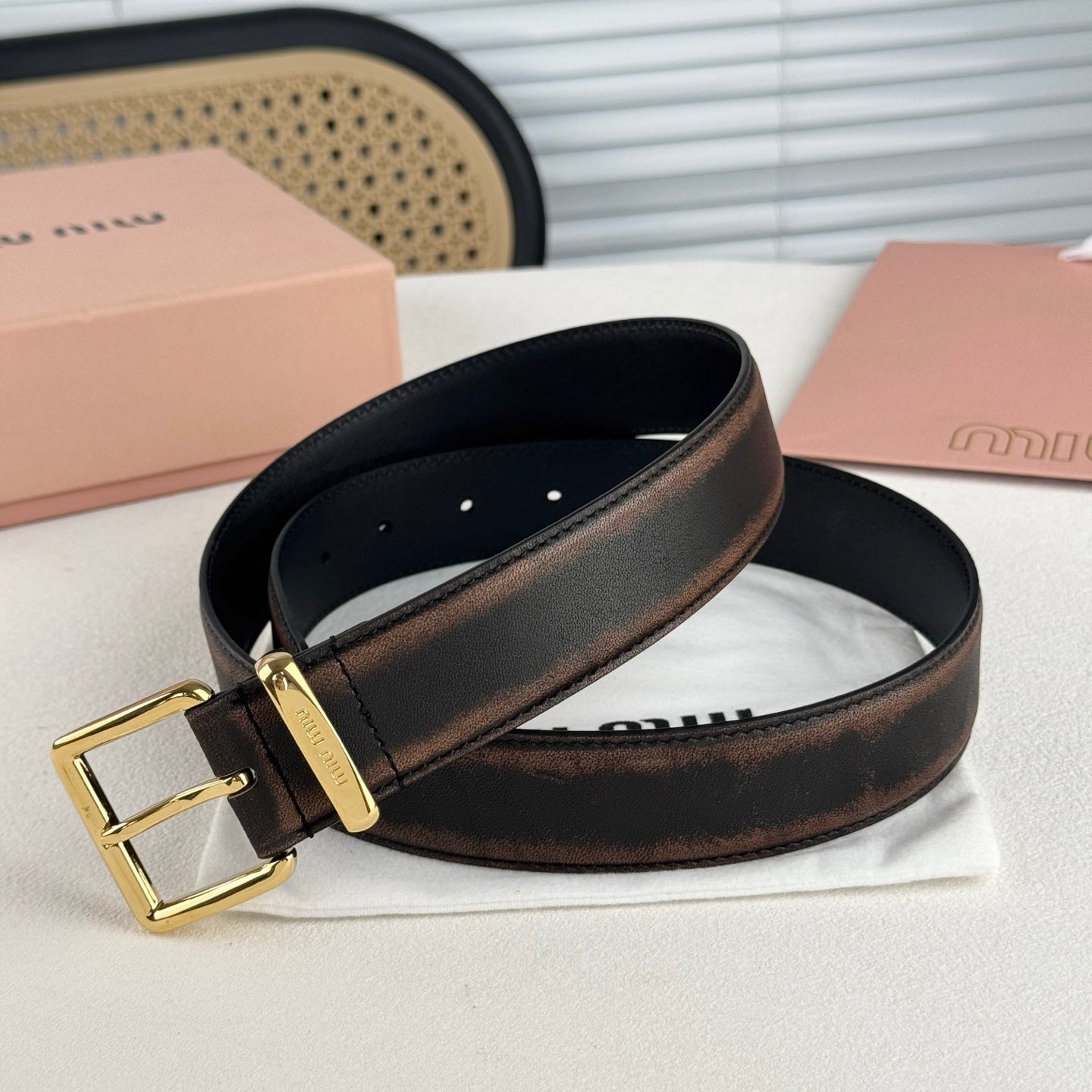 Miu Miu old style leather belt