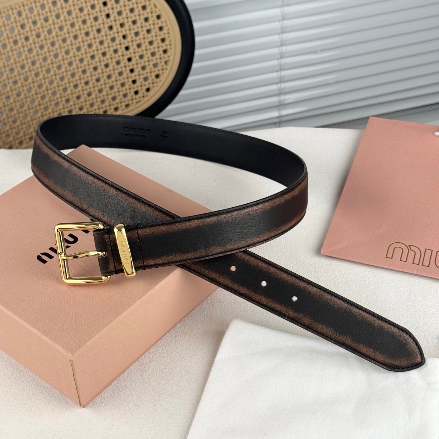 Miu Miu old style leather belt