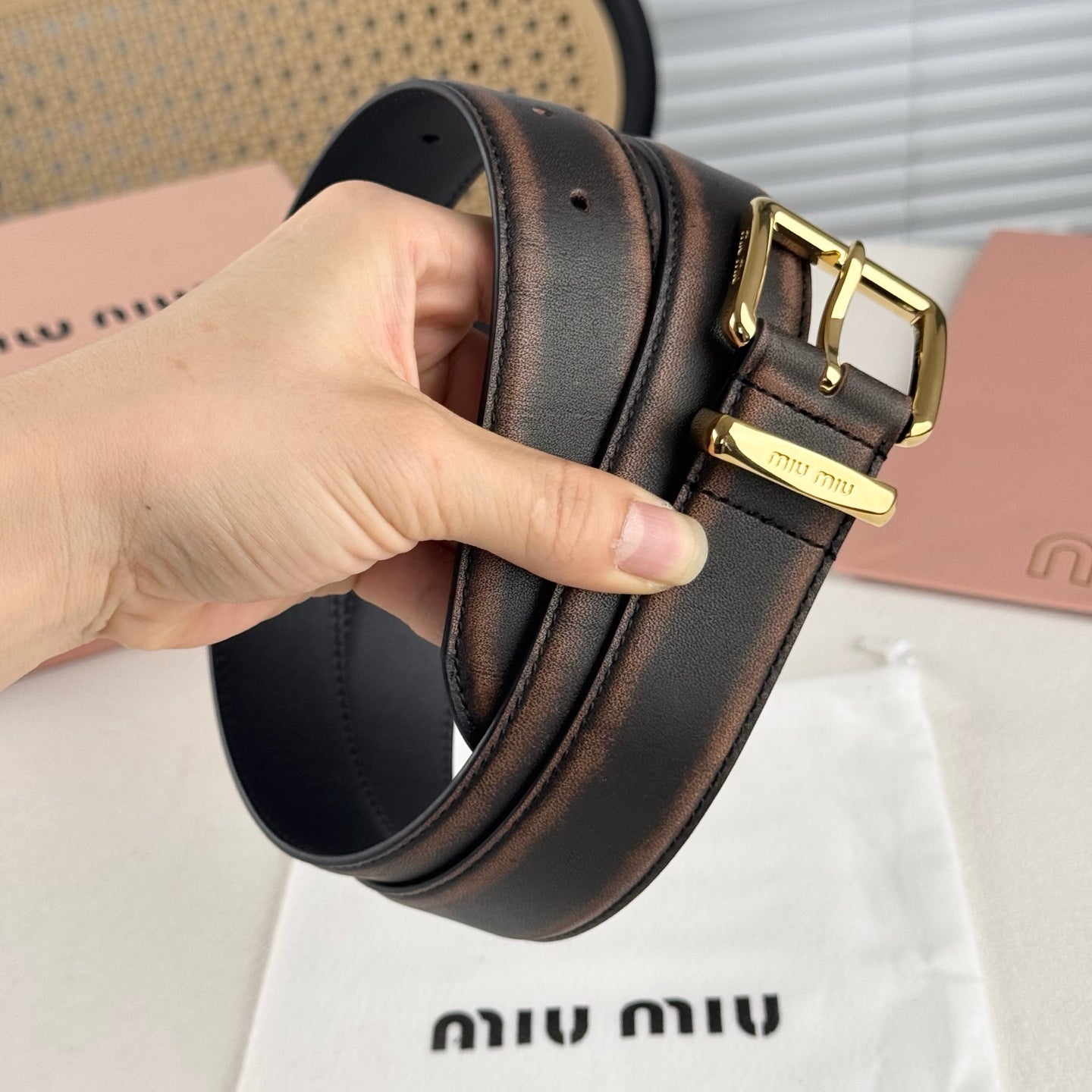 Miu Miu old style leather belt