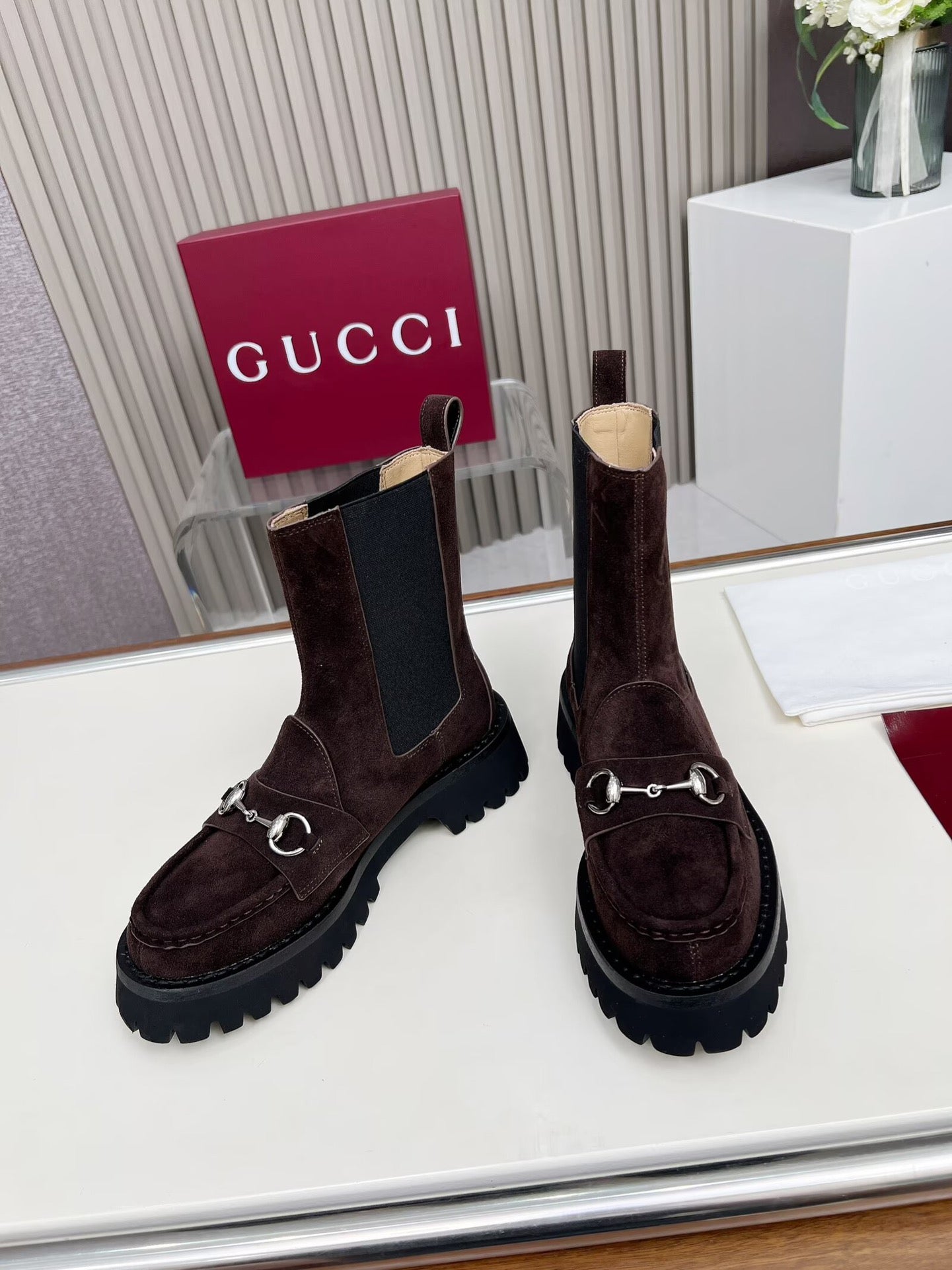 Gucci Horsebit Suede Boots