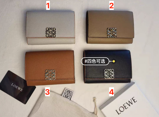 Loewe Wallet Anagram trifold wallet in pebble grained calfskin