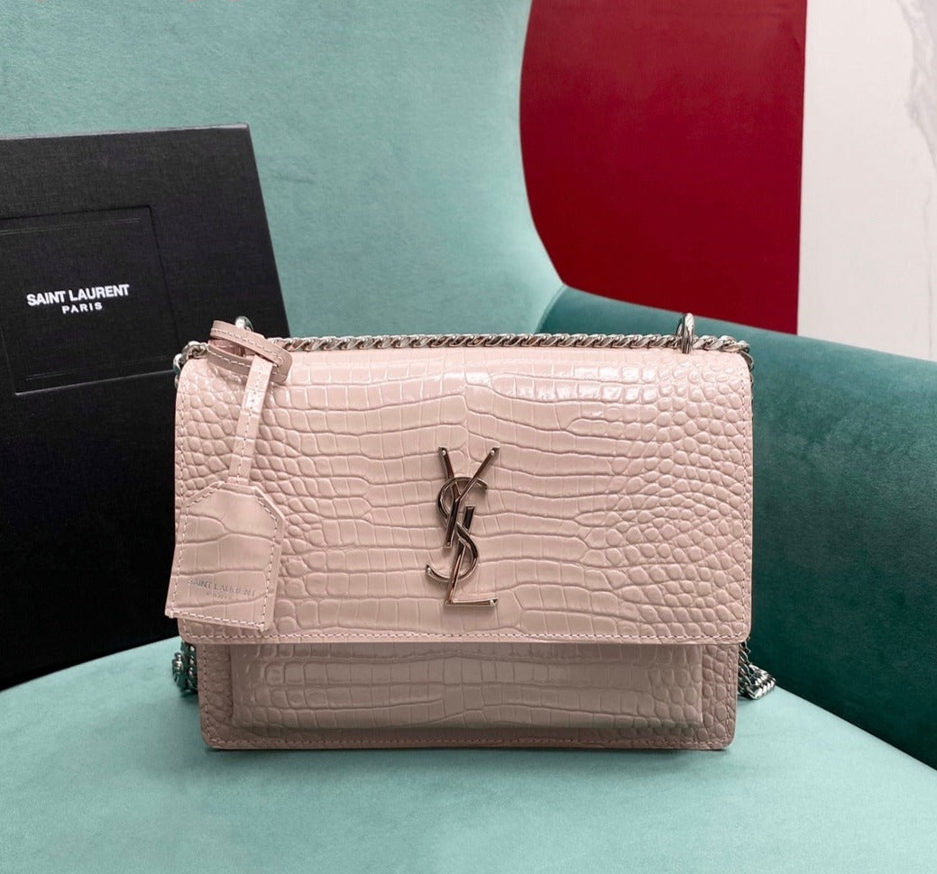 YSL SUNSET MONO BAG Crocodile